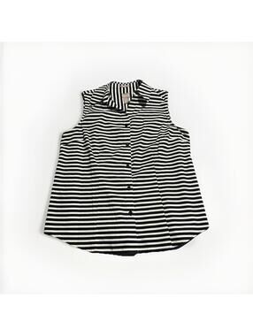 Chicos Women's Black & White Striped Sleeveless Button-Down Shirt Size 1 (A1)